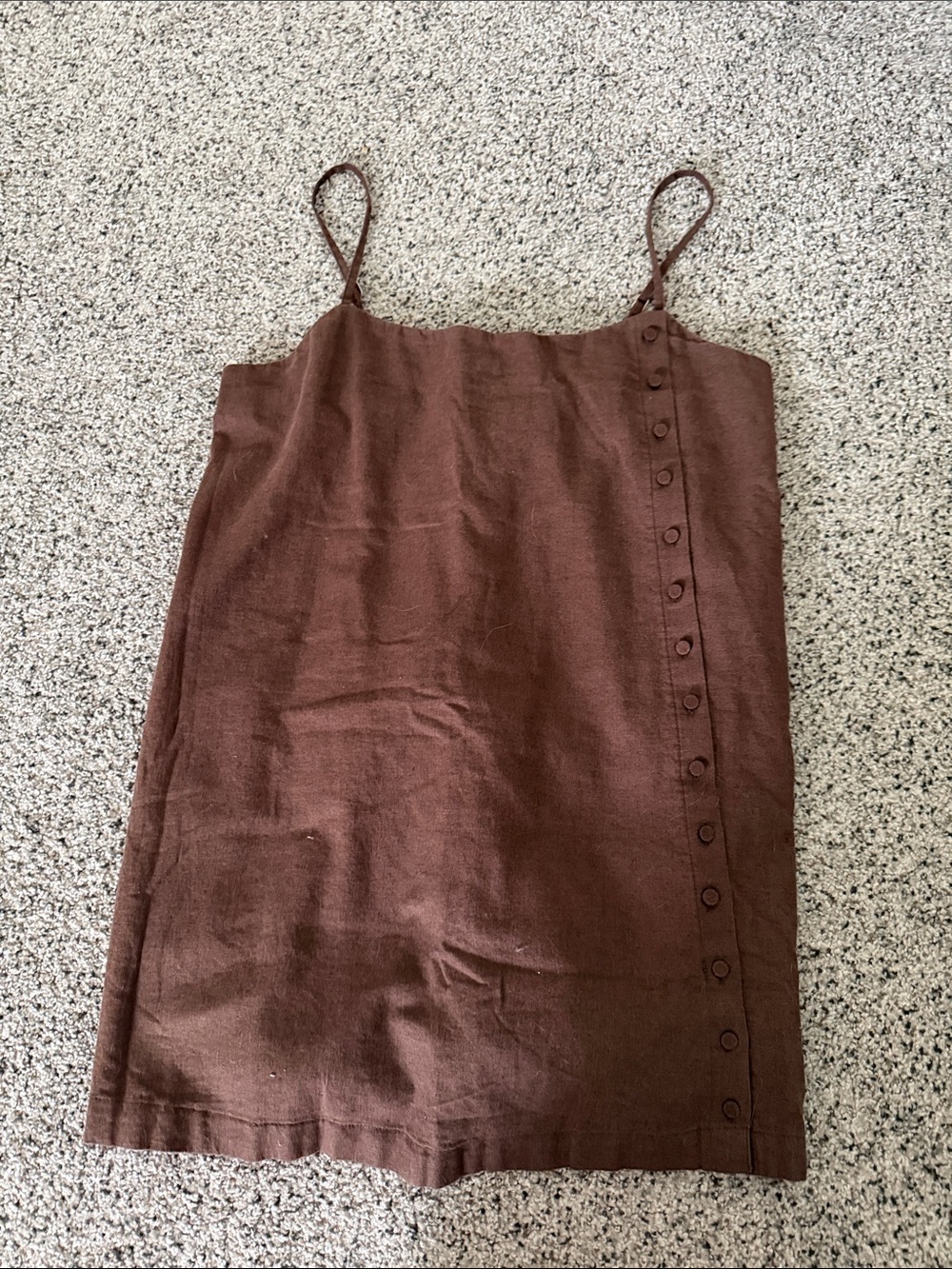 Abercrombie & Fitch Brown Linen Button-Trim Dress